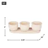 Set of 3 Brown Round Ceramic Small Planters - Ideal for Indoor Plants
