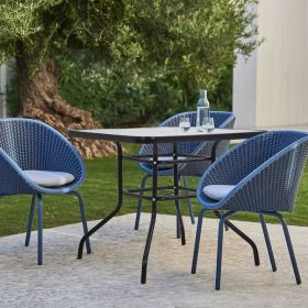 32" Glass, Steel All Weather Outdoor Dining Table, Black