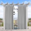 Grey Polyester 50 in. W x 96 in. L Outdoor Thermal Tab Top Blackout Curtain (Set of 2), 6 Tab top (3" Long) fit to most standard curtain rods