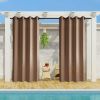 Brown Polyester 50 in. W x 108 in. L Tap Top Blackout Curtain (Double Panel), Silencer clip