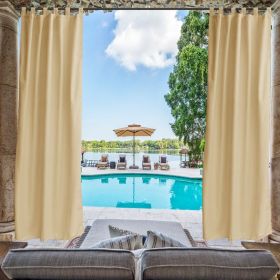 Beige Outdoor Thermal Grommet Blackout Curtain - 50 in. W x 96 in. L, 6 Tab top (3" Long) fit to most standard curtain rods 1panel