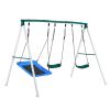 Swing Set for Backyard, 45 x 30 in Swing Seat and Two Belt Seats, with Heavy Duty A-Frame Metal Stand, 700 lbs Load Capacity