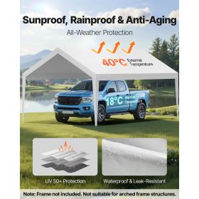 Carport Replacement Canopy, 12 x 20 ft Potable Garage Tent Top Tarp, UV-Resistant & Waterproof Car Shelter Tarp