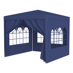 3 * 3m 4 sided (two doors), spiral tube pergola made of blue PE fabric, 10'x10 'party tent with 4 detachable sides, outdoor heavy-duty pergola
