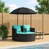 Garden Sofa with Cushion 8 pcs Black and Turquoise Poly Rattan