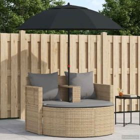 Garden Sofa with Cushion 8 pcs Beige and Light Grey Poly Rattan