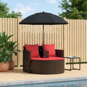 Garden Sofa Brown and Red 66.14 x 66.14 x 70.87 in Poly Rattan