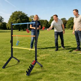 Steel Ladder Toss Game Set, 2 Pack Ladder Ball Rack with 6 Bolas, Assembly-Free Ladder Toss Includes Scorekeeper