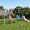 XNS107	Two Swing Set with Slide Blue And Pink For Outdoor Kids Playground