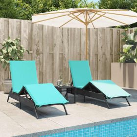 Sun Loungers 2 pcs with Table Black Poly Rattan