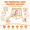 Indoor Jungle Gym, 7-in-1 Toddler Indoor Playground, Wooden Toddler Climbing Toys Indoor with Wood & Rope Ladder, Net Ladder, Swing, Monkey Bar, Slide