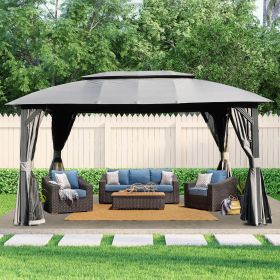 Gazebo 10x14FT, Outdoor Gazebo with Double Roofs, Privacy Curtains, Mosquito Nettings, Heavy Duty Metal Frame Party Tent Canopy for Patio, Backya