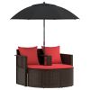 Garden Sofa Brown and Red 66.14 x 66.14 x 70.87 in Poly Rattan