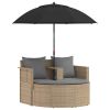 Garden Sofa with Cushion 8 pcs Beige and Light Grey Poly Rattan