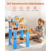 Kids Workbench, 62 pcs, Wooden Tool Bench for Kids 3 Years and Up, Toddler Toy Workbench with Realistic Tools