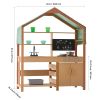 Mud Kitchen for Kids, Wooden Toy Play Kitchen Set with Accessories, Outdoor Toddler Grocery Store Playset, Pretend Play Kitchen with Stoves
