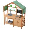 Mud Kitchen for Kids, Wooden Toy Play Kitchen Set with Accessories, Outdoor Toddler Grocery Store Playset, Pretend Play Kitchen with Stoves