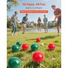 Bocce Ball Set, 107 mm, with 8 Resin Balls, Pallino, Carrying Bag and Measuring Rope, Red and Green 2 Colors, for 2 to 8 Players