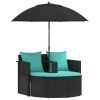 Garden Sofa with Cushion 8 pcs Black and Turquoise Poly Rattan