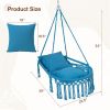 Navy Boho Macrame Hanging Swing Chair with 2 Padded Cushions, 330LBS Capacity Hammock Chair for Indoor Outdoor Bedroom Patio Balcony