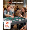 Foldable Poker Table, 7 Player 72 in Folding Casino Leisure Table with Padded Rails & Cup Holders