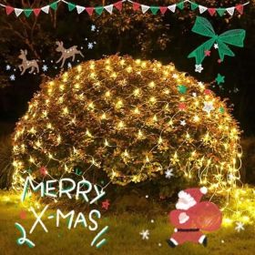 LED Christmas Net Lights Battery Operated 2x3M 192LED Waterproof Mesh Light 8 Modes Christmas Lights For Indoor Outdoor Xmas Party Yard Garden De (Option: 2PCS)