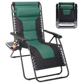 Sleeve-encased zero-gravity chair, heavy-duty outdoor recliner, foldable anti-gravity outdoor leisure chair (Color: black green)