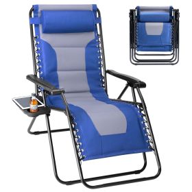 Sleeve-encased zero-gravity chair, heavy-duty outdoor recliner, foldable anti-gravity outdoor leisure chair (Color: blue grey)
