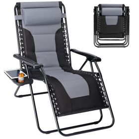 Sleeve-encased zero-gravity chair, heavy-duty outdoor recliner, foldable anti-gravity outdoor leisure chair (Color: black grey)