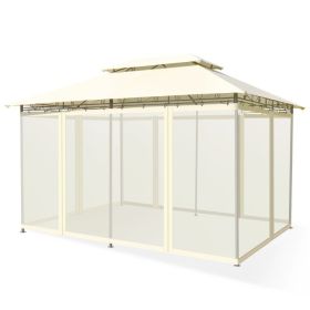 10 Feet x 13 Feet Tent Canopy Shelter with Removable Netting Sidewall (Color: Beige)