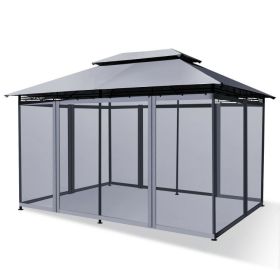 10 Feet x 13 Feet Tent Canopy Shelter with Removable Netting Sidewall (Color: gray)
